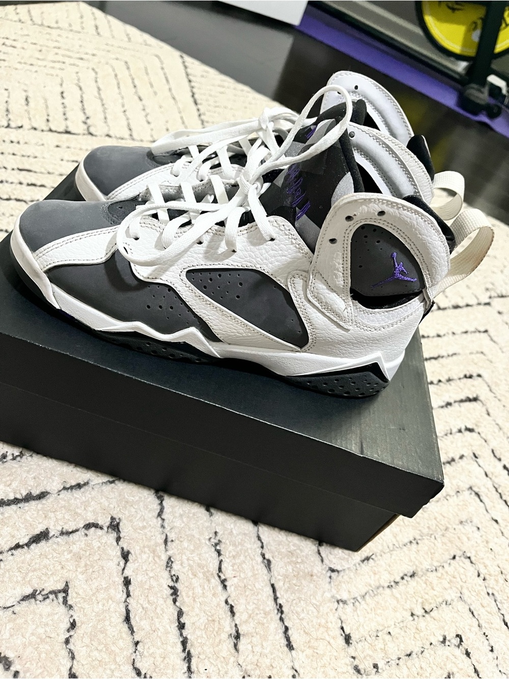 Jordan Retro 7 “Flint” Sneakers - White, Gray & Purple